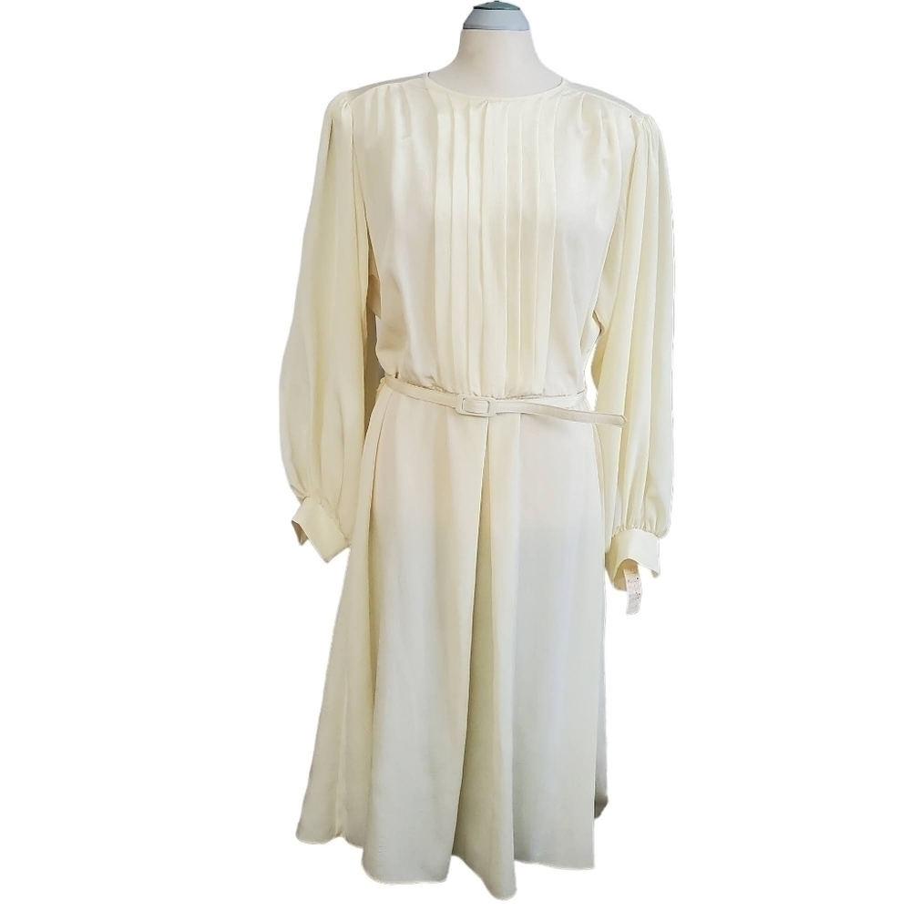 Vintage 1980s Antels Sheer Yellow Dress Size 18.5